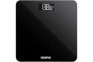 Báscula De Baño Digital RENPHO, Báscula De Peso Corporal De Alta Precisión Con Pantalla Iluminada, Graduación de 0,1 lb (50 g) precisión, Tecnología Step-On, 180kg/400lb, Negro, Core 1S