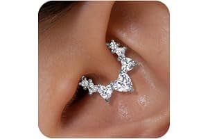 MIYUEFAN Piercing para la nariz para mujer, acero inoxidable, oro y plata, piercing para la nariz, hélix, septum, tragus, conch, piercing labial, nariz, anillos, circonitas, 8 mm/10 mm