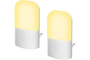 GRIFEMA GD101-2 [2 Piezas] Luz Nocturna Infantil 3 Niveles de Brillo Ajustables, Luz Nocturna con Sensor de Luz para Habitación de Niños, Baño, Pasillo, Cocina, Escaleras, 2700K Blanco Cálido