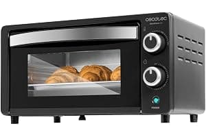 Cecotec Horno de sobremesa Bake&Toast 1090 Black, 10 L, 1000 W, Temporizador 60min, Temperatura regulable hasta 230ºC, bandeja para hornear, parrilla y una asa con pinzas