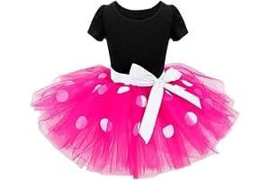 Lito Angels Disfraz de Carnaval Ratona para Niña con Orejas de Ratón Aro de Pelo, Vestido de Tul Falda Tutu con Lunares, Talla 2-3 años, Rosa Caliente