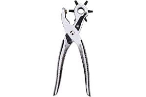 Amazon Basics Juego de perforadora de cuero, rotativa, herramienta para hacer tamaños de agujeros múltiples, Plata