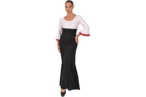 AMARU SANCHESU Falda Flamenca de Sirena con nesgas en el bajo. Tejido elástico Cintura Alta.
