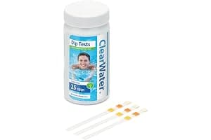 Clearwater Hot Tub, Pool and Spa Test Strips x 25-3 in 1 - Measures Chlorine, PH and Total Alkalinity
