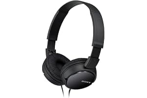 Sony MDR-ZX110 Wired Overhead Headphones, Neodymium Dynamic Drivers, Swivel Fold Design - Black