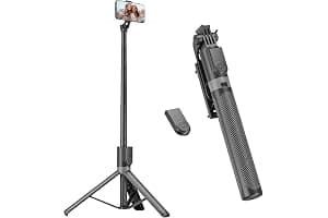 RISEOFLE 180cm Tripode para Movil & Palo Selfie - Tripode Movil Extensible Portátil con Mando Inalámbrico, Compatible con iPhone/Samsung/GoPro/Cámaras