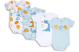 Chicco, Body Bebé Niño y Niña, Set de 4 Body con Mangas Cortas en 100% Algodón, Unisex Niño y Niña 0-24 Meses, Designed in Italy