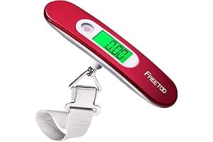 FREETOO Luggage Scale Portable Digital Weight Scale for Travel Suitcase Weigher with Tare Function 110 Lb/ 50Kg Capacity Red