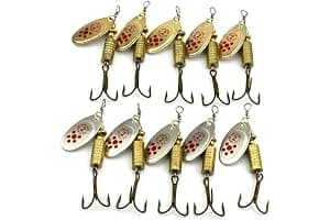 Cebo de pesca de 10 cucharas con cuchillas de 10 x 7 g, arrastre giratorio potente y cebo Barracuda trucha lubina