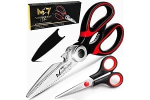 Magnificent Kitchen Scissor, Heavy Duty Scissors for Kitchen Use with Safety Cover & Soft Grip & Multi-Functional Utility Scissors, Shears for Meat Poultry Herbs Cutting, Bottle Jar Opener