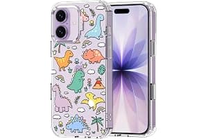 MOSNOVO Case for iPhone 17, [Buffertech 6.6ft Military-Grade Drop Protection] [Camera Control] Clear TPU Bumper Phone Case - Dinosaur Land