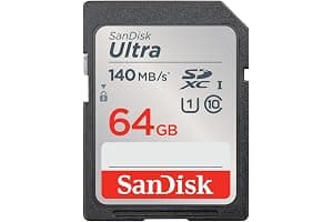 SANDISK Ultra SDXC Card 64GB (Memory Card with up to 140 MB/s read speeds, For Entry Level And Mid-range Compact Camera's, Full HD Video, UHS-I, Class 10, U1