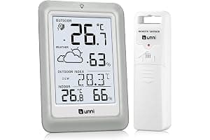 Termómetro inalámbrico para interiores y exteriores funciona con baterías, Sensor remoto de 100 m de alcance y pantalla con retroiluminación