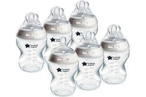 Tommee Tippee Natural Start Baby Bottles for 0m+, Pack of 6 260ml Baby Bottles, with Slow Flow Breast-Like Teat for a Natural Latch, Self-Sterilising and BPA Free, Baby Feeding Essentials