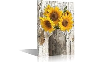 TISHIRON Canvas Wall Art for Home Decor Modern Bathroom Office Wall Decor Paintings Yellow Sunflower Flowers Pictures Artwork Print Home Decor 12x8in