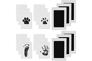 Nabance Baby Handprint and Footprint Kit, Safe Non-Toxic, 6 Baby Inkless Print Pads, 12 Imprint Cards, Dog Pet Paw Print, Imprint Kit, Newborn Keepsake Kit - Black