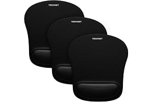 TECKNET Mouse Mat 3 Pack with Memory Foam Rest -Non-slip Rubber base- Special-Textured Water-Resistant Surface