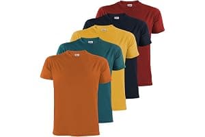 ALPIDEX T-Shirt Camisetas Hombre Pack de 5 Cuello Redondo 100% Algodón Unicolor Corta Shirt Men Camisa de Manga Casual S M L XL XXL 3XL 4XL 5XL
