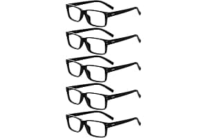 Eyekepper Pack of 5 Reading Glasses for Men and Women Retro Plastic Spring Hinges, Black +1.75