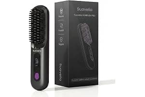 Cepillo Inalámbrico Pelo Suavelia para Cabello Corto, Cepillo Alisador con Calor Cerámico 3PX, Volumen Duradero, Sin Tirones ni Quemaduras, Recargable, Ideal para Pixie, Bob y Flequillo (Negro)