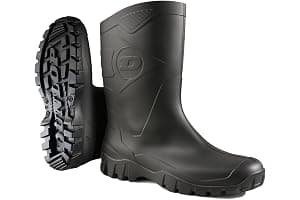DUNLOP Botas de caucho Dee Calf – Botas de agua de caña media para mujer y hombre – Impermeables, ligeras y cómodas – Negras 