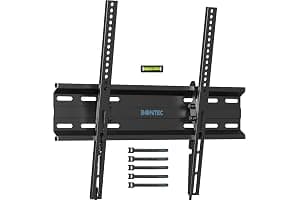 BONTEC Ultra Slim TV Wall Bracket, Tilting TV Wall Mount for 23-60 Inch Flat and Curved TVs, Low Profile Wall Mount 30mm from Wall, Universal TV Mount Holds 45kg, Max VESA 400x400mm, Secure Lock