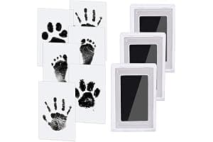 Nabance Baby Handprint and Footprint Kit, 3 Ink Pads with Clean-Touch, 6 Imprint Cards, Pet Paw Inkless Print, Safe Non-Toxic for Feet and Hands, Family Keepsake - Black