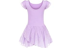 Trudge Ropa de Ballet para Niñas - Vestido Manga Corta de Algodón con Leotardo y Falda Tutú - Traje de Baile