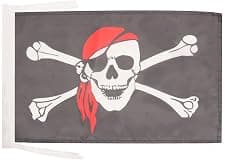 AZ FLAG - Pirate Red Bandana Flag - 18'' x 12'' - 100% Polyester Jolly Roger Small Banner with Two Cords - Fade Resistant - Vivid Colors - 18x12 in - 45x30 Cm