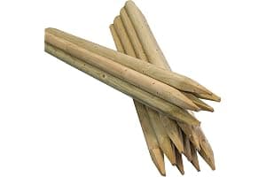 Suregreen Round Fence Posts | 1.5m (5ft) x 50mm | Pack of 10 Green Treated Wooden Stakes for Fencing, Tree Support, Garden Borders & Landscaping Projects