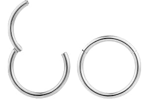 365 Sleepers - Par de pendientes de aro de titanio con cierre de bisagra, calibre 16, pirsin corporal, 5 mm, 6 mm, 7 mm, 8 mm, 9 mm, 10 mm, 11 mm, 12 mm, 13 mm, 14 mm, 16 mm