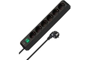 Brennenstuhl Eco-Line regleta de enchufes con 6 Tomas de Corriente (Cable de 1,5m, Interruptor) Negro