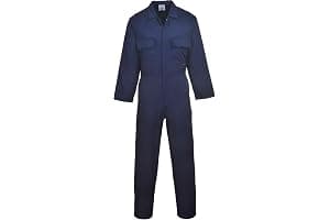 Portwest S999 Men's Work Coveralls - Protective Polycotton Work Overalls Durable Workwear Boiler Suit for Mechanics Warehouse Garages DIY Navy, Large