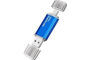 Memoria USB C 128GB, 2 en 1 OTG Tipo C Pendrive 128 Gigas USB 2.0 Flash Drive Portátil Pen Drive Mini USB Stick para Smartphones, Tabletas, PC, Almacenamiento DE Datos Externo Etc (Azul)
