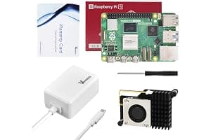 Vemico Raspberry Pi 5 16GB Starter Kit con Active Cooler 27W 5.1V 5A Cable de Alimentación Destornillador Tarjeta de Garantía