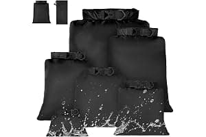 vsshe 6 Piezas Bolsas Estancas Impermeable, 1.5/2.5/3/3.5/5/8L Bolsas Secas Ligeras, Bolsas Estancas Ligeras Portátil, para Kayak, Senderismo, Rafting, Camping, Pesca, Ciclismo (Negro)