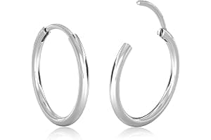 MILACOLATO Pequeños Pendientes de Aro de Plata/Oro para Mujer Hombre Hipoalergénico 316L Acero Quirúrgico Cartílago Tragus Helix Sleeper Pendientes de Aros con Bisagras 16G Piercing en la nariz