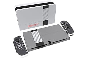 PlayVital Full Set Protective Stickers for Nintendo Switch OLED Model, Customized Vinyl Decal Skins for Switch OLED Console & Joycon & Dock & Grip - Classics NES Style