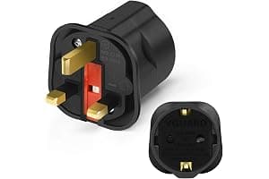 VGUARD European to UK Plug Adaptor, BS8546 Certified Travel Adapter 2-Pin to 3-Pin, EU Schuko to UK Plug with 13A Fuse for Eu