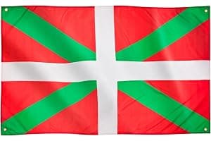 Runesol Bandera del País Vasco, 91x152cm, 3ft x 5ft, Bandera Vasca, 4 Ojales, Ojal en las Esquinas, Ikurriña, Banderas Premium, Interior, Exterior, Colores Vívidos