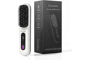Cepillo Inalámbrico Pelo Suavelia para Cabello Corto, Cepillo Alisador con Calor Cerámico 3PX, Volumen Duradero, Sin Tirones ni Quemaduras, Recargable, Ideal para Pixie, Bob y Flequillo (Blanco)