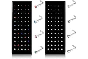 Dochais 120 Pieces Hypoallergenic Nose Studs for Women Men 316L Stainless Steel CZ Diamond Nose Piercing Jewelry Straight Shaped Studs Rings Bone Stud Screw Piercings 20G 22G 1.5mm 2mm 2.5mm 3mm