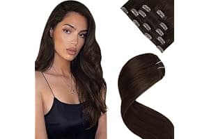 LaaVoo Clip in Hair Extensions Real Human Hair Dark Brown Hair Extensions Clip in Straight Remy Darkest Brown Hair Full Head Double Weft 80g 5pcs 12 Inch #2