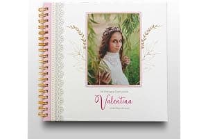 Libro de Firmas Comunión Niña Personalizado - Tamaño 25 x 21 cm. Personalización del Álbum en Portada Foto y Nombre. 60 páginas impresas a color. ONEPERSONAL