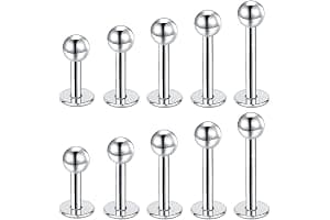 Besyvvin Lip Bars Labret Studs 16G Stainless Steel Plastic Flat Back Helix Tragus Cartilage Earring Stud 4-12MM Monroe Medusa Piercing Jewellery Silver Gold