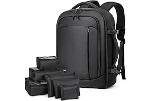 Lekespring Mochila de Viaje para Cabina de Avión 40x20x25 (20L), con Compartimento Húmedo y 6 Bolsas Organizadoras - Negocios y Escuela - Negro