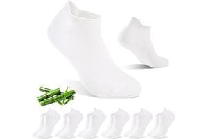 SukModen Calcetines Tobilleros de Bambú, Calcetines Cortos Mujer, Calcetines Transpirables para Deporte, Running y Ciclismo, Anti-Ampollas, Extrasuaves, 6 Pares