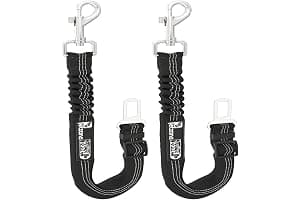 2 Pack Dog Seat Belt for Cars UK, Dog Car Harness, Heavy Duty, Double Layer, Elastic, Adjustable Safety Pet Seat Belt (Black).