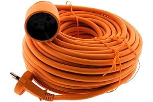 Zenitech - Alargador de Corriente 16A HO5VV-F 2x1,5mm² 3680W / 230V - Ideal para Cortacéspedes y Barbacoas - Resistente a Condiciones Exteriores - Conforme a Normas NF y CE - Naranja - Longitud 25m