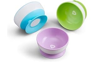 Munchkin Stay Put Baby Suction Bowl Set| Baby Bowls for Weaning| Baby Feeding Suction Dish Pack| for Babies & Toddlers 6 Months+|BPA Free Weaning Set for Babies| Microwave/Dishwasher Safe | 3 Pack